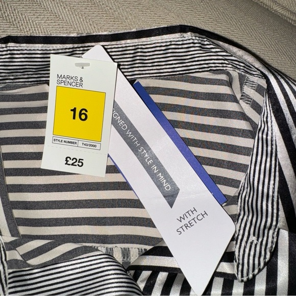Marks & Spencer Black and White Striped Blouse - Picture 13 of 15